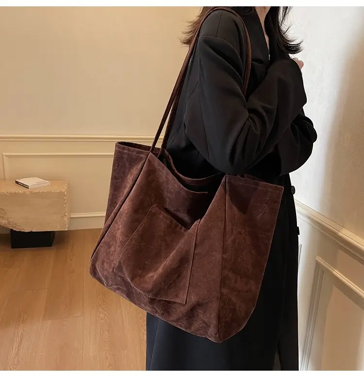 New Texture Casual Large Capacity Suede Tote Bag Women — feature 22