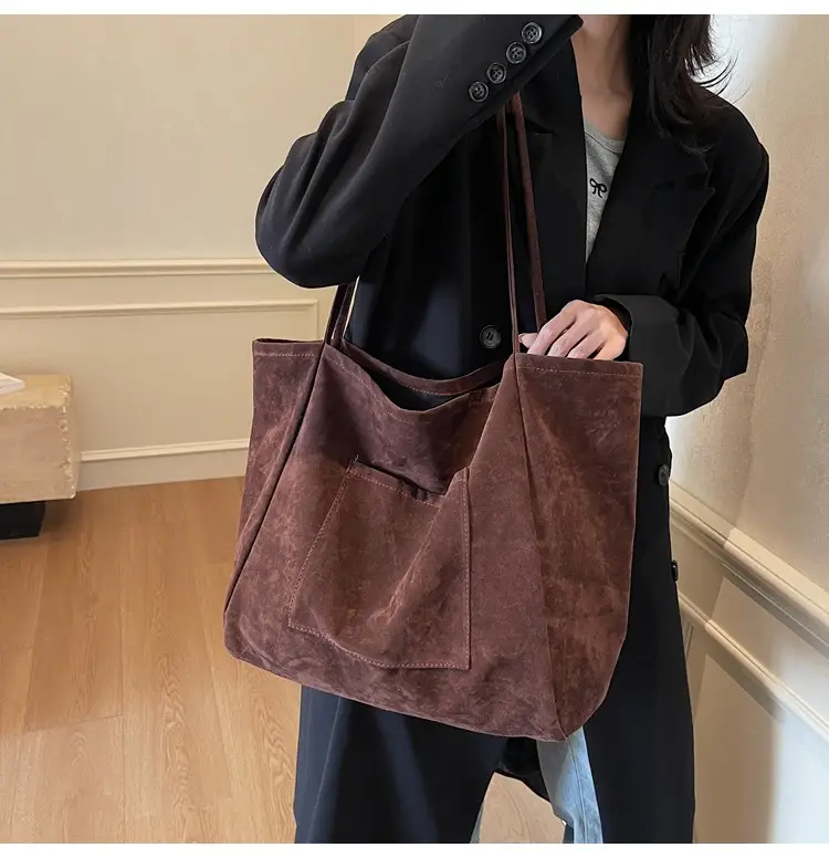 New Texture Casual Large Capacity Suede Tote Bag Women — feature 23