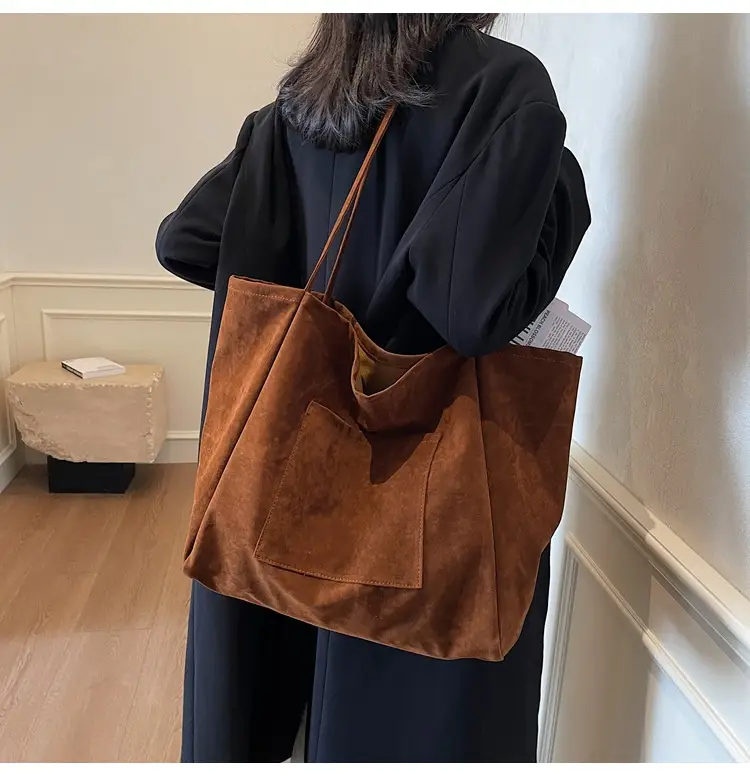 New Texture Casual Large Capacity Suede Tote Bag Women — feature 24