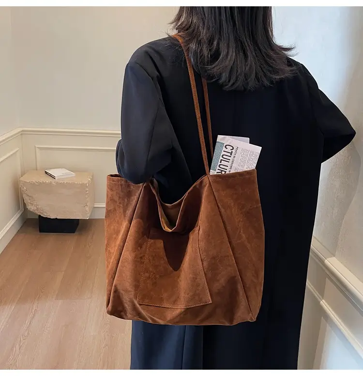 New Texture Casual Large Capacity Suede Tote Bag Women — feature 25