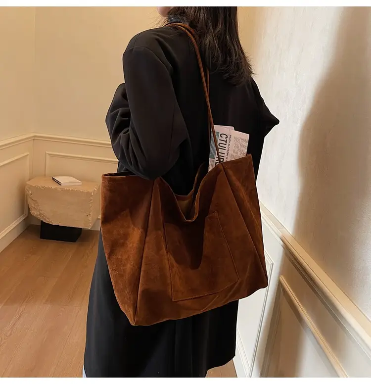 New Texture Casual Large Capacity Suede Tote Bag Women — feature 26