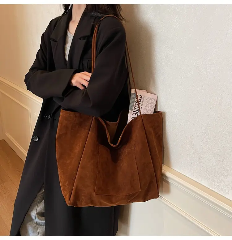 New Texture Casual Large Capacity Suede Tote Bag Women — feature 27