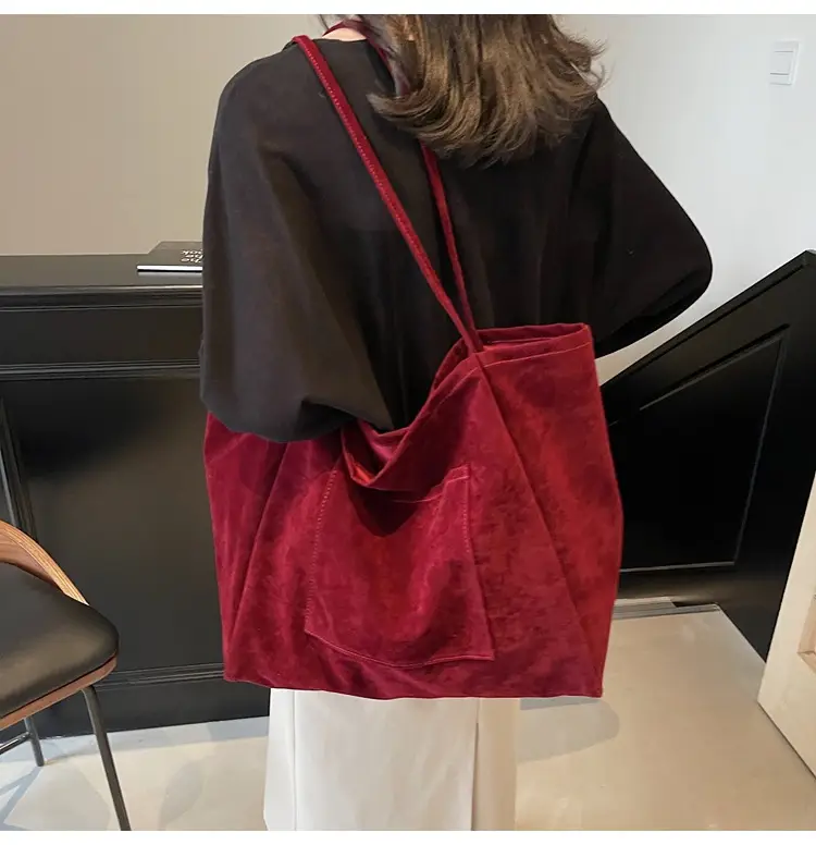 New Texture Casual Large Capacity Suede Tote Bag Women — feature 28