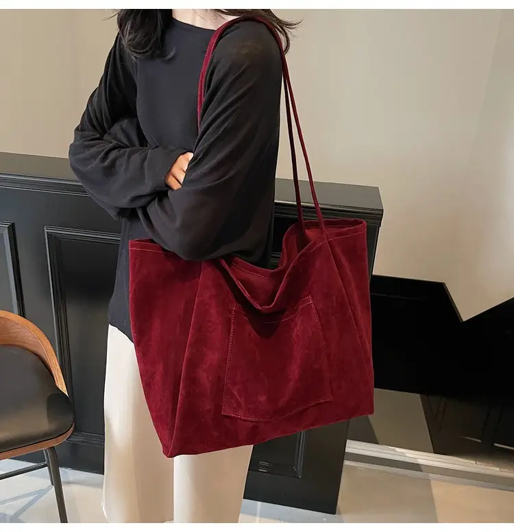 New Texture Casual Large Capacity Suede Tote Bag Women — feature 29