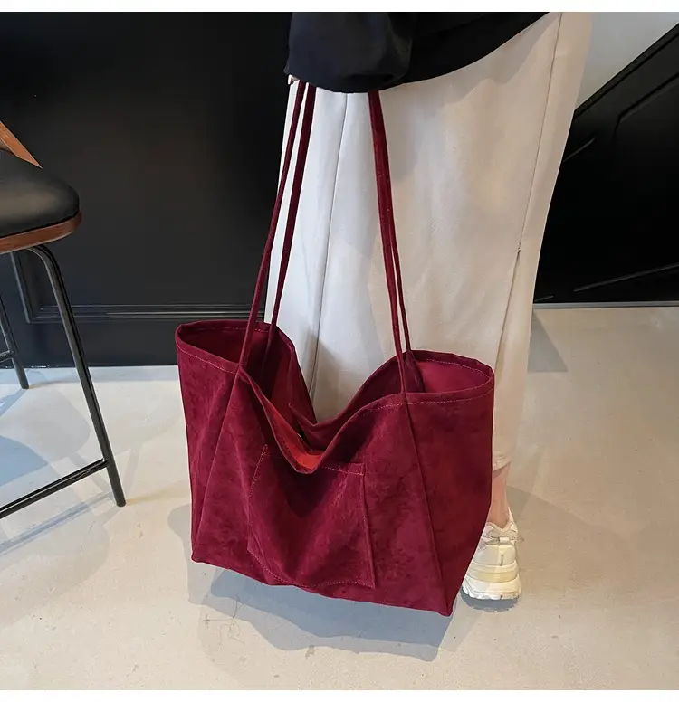 New Texture Casual Large Capacity Suede Tote Bag Women — feature 30