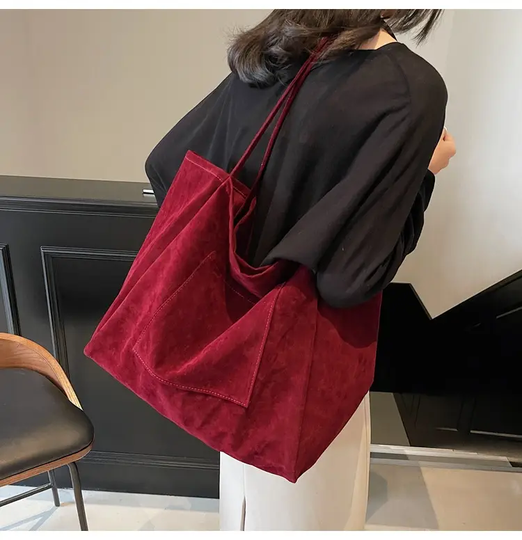 New Texture Casual Large Capacity Suede Tote Bag Women — feature 31