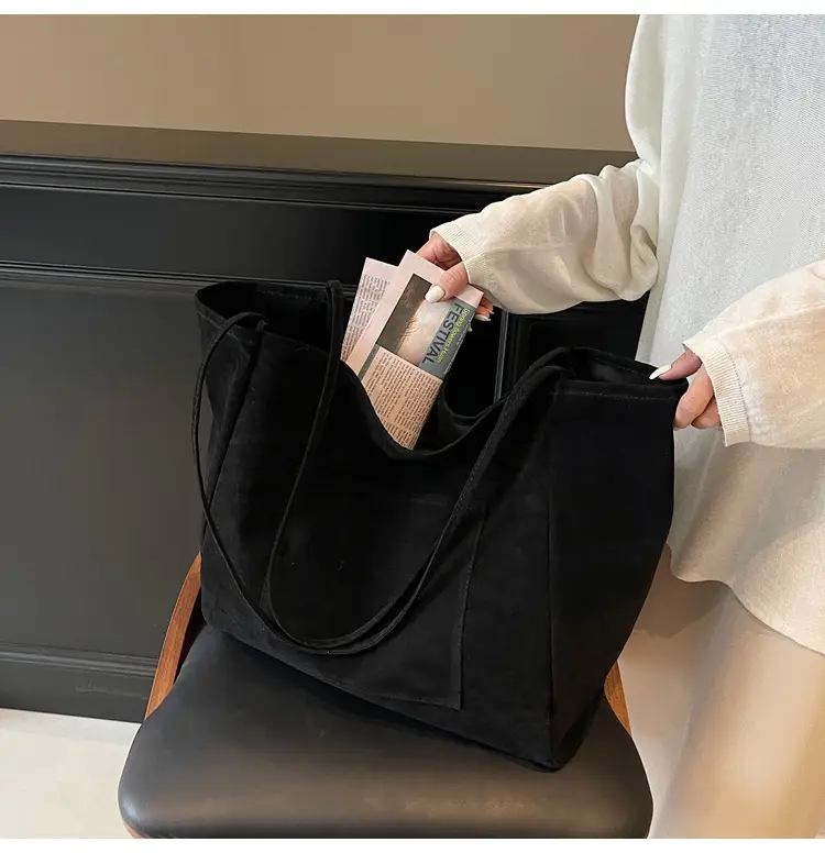 New Texture Casual Large Capacity Suede Tote Bag Women — feature 34