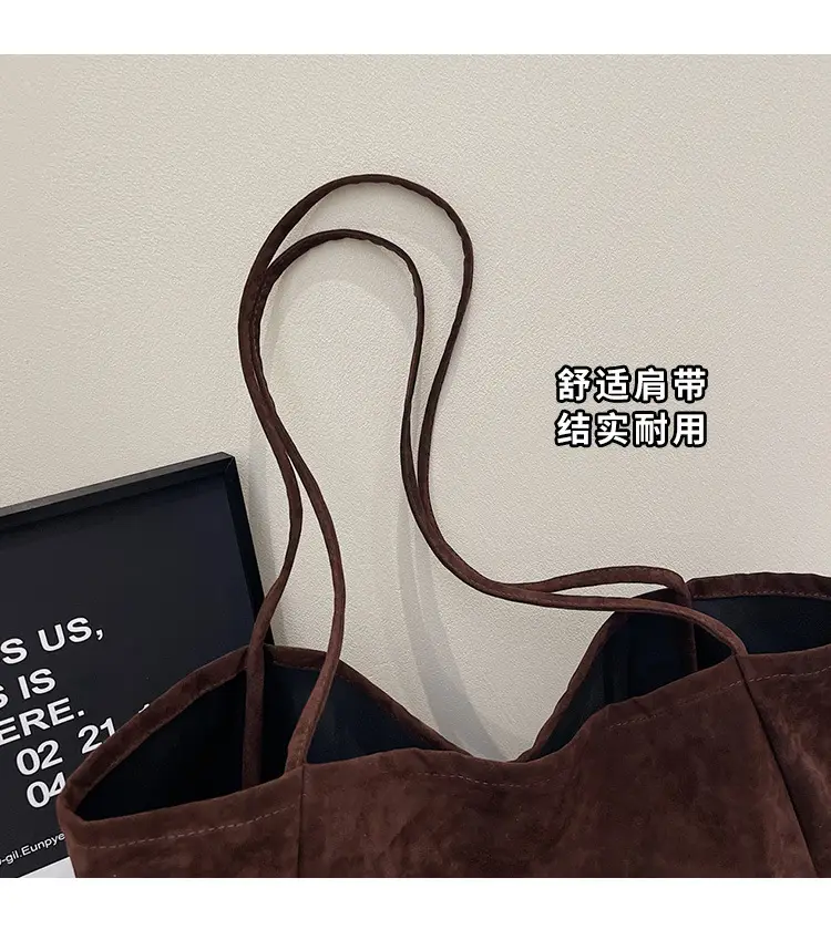 New Texture Casual Large Capacity Suede Tote Bag Women — feature 4