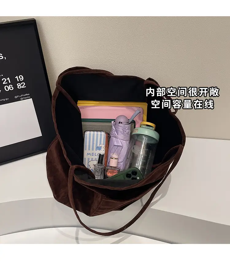 New Texture Casual Large Capacity Suede Tote Bag Women — feature 6