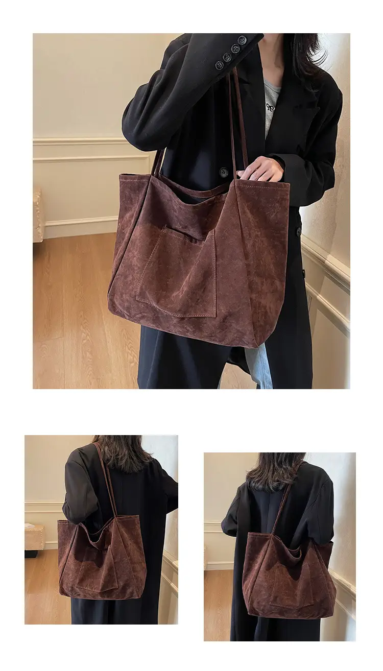 New Texture Casual Large Capacity Suede Tote Bag Women — feature 8