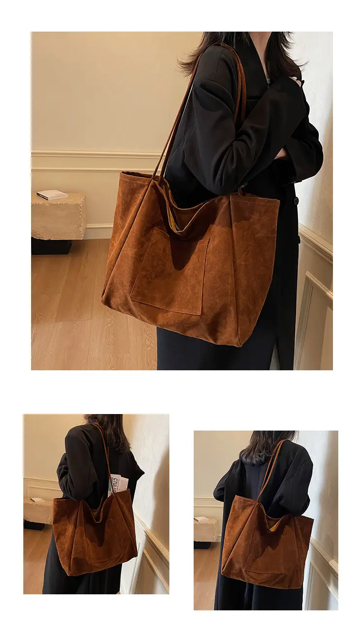 New Texture Casual Large Capacity Suede Tote Bag Women — feature 9