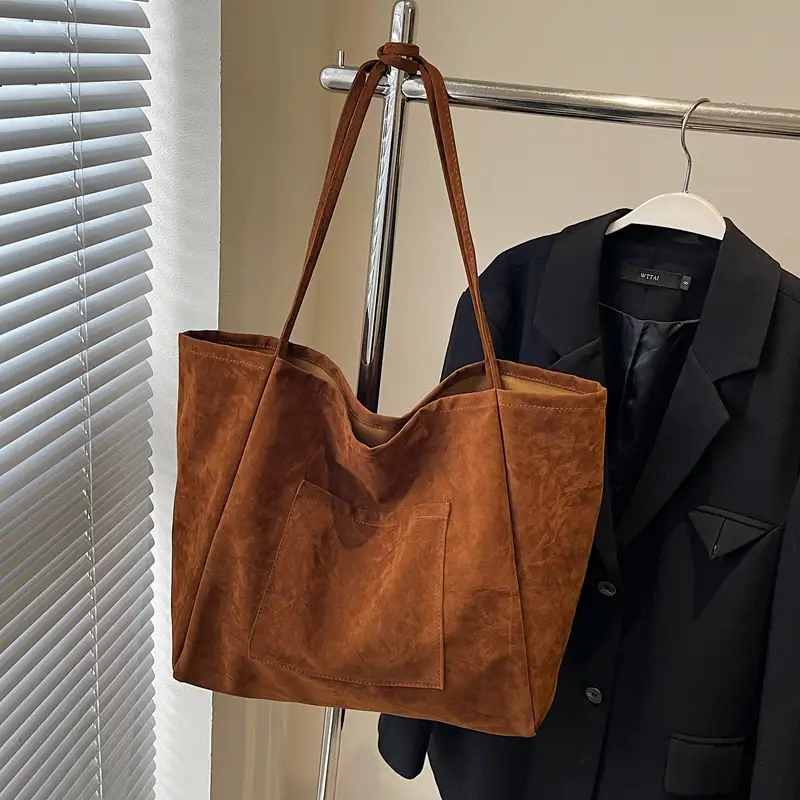 New Texture Casual Large Capacity Suede Tote Bag Women - Image 3