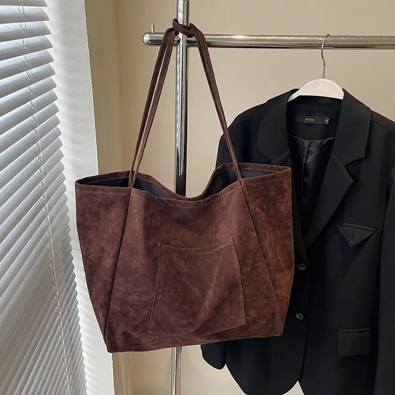 New Texture Casual Large Capacity Suede Tote Bag Women - Image 4