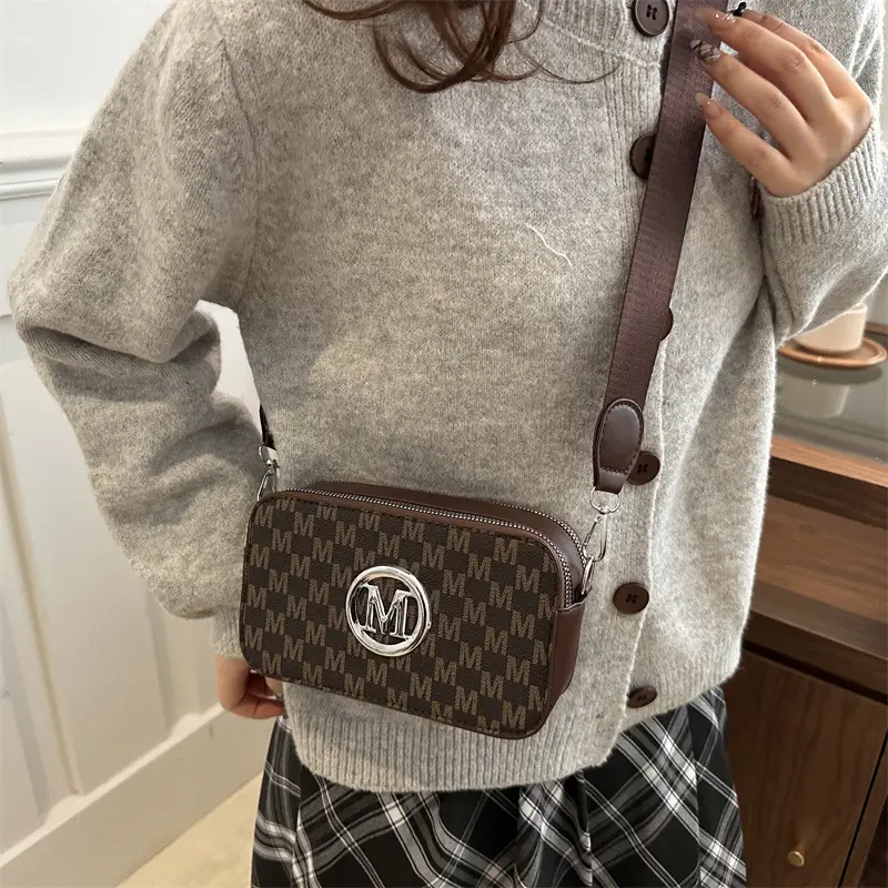 Women's Printed Crossbody Bag Retro Brown White 2025 - Image 5