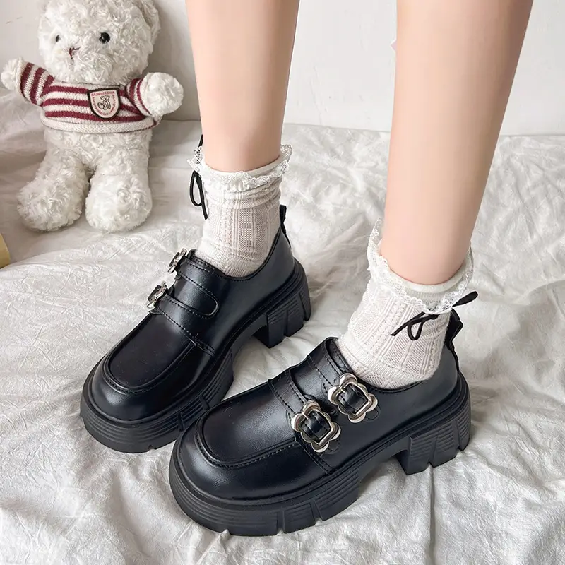 Small Leather Shoes Thick-soled British Style Women's 2025 Spring Vintage Trifle Jk Loafers College Style Mid-heel Uniform Shoes - Image 4