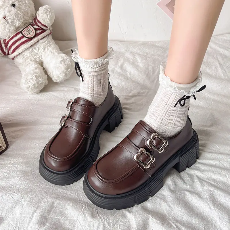 Small Leather Shoes Thick-soled British Style Women's 2025 Spring Vintage Trifle Jk Loafers College Style Mid-heel Uniform Shoes - Image 5