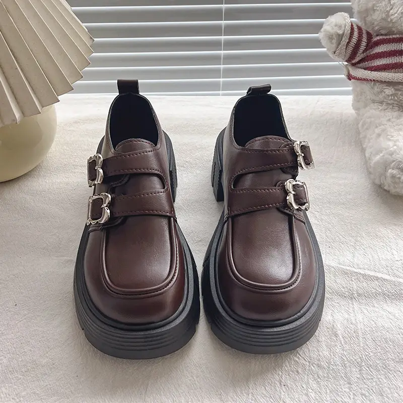 Small Leather Shoes Thick-soled British Style Women's 2025 Spring Vintage Trifle Jk Loafers College Style Mid-heel Uniform Shoes - Image 6