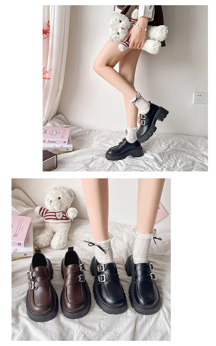 Small Leather Shoes Thick-soled British Style Women's 2025 Spring Vintage Trifle Jk Loafers College Style Mid-heel Uniform Shoes — feature 10