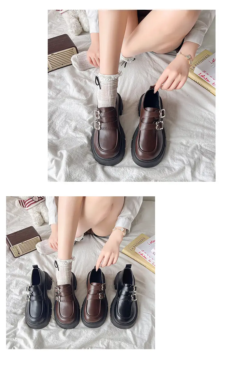 Small Leather Shoes Thick-soled British Style Women's 2025 Spring Vintage Trifle Jk Loafers College Style Mid-heel Uniform Shoes — feature 11