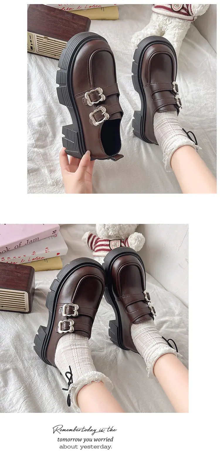 Small Leather Shoes Thick-soled British Style Women's 2025 Spring Vintage Trifle Jk Loafers College Style Mid-heel Uniform Shoes — feature 12
