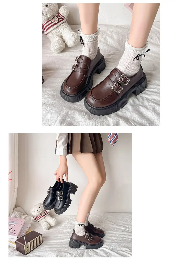 Small Leather Shoes Thick-soled British Style Women's 2025 Spring Vintage Trifle Jk Loafers College Style Mid-heel Uniform Shoes — feature 13