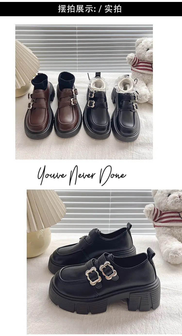 Small Leather Shoes Thick-soled British Style Women's 2025 Spring Vintage Trifle Jk Loafers College Style Mid-heel Uniform Shoes — feature 16