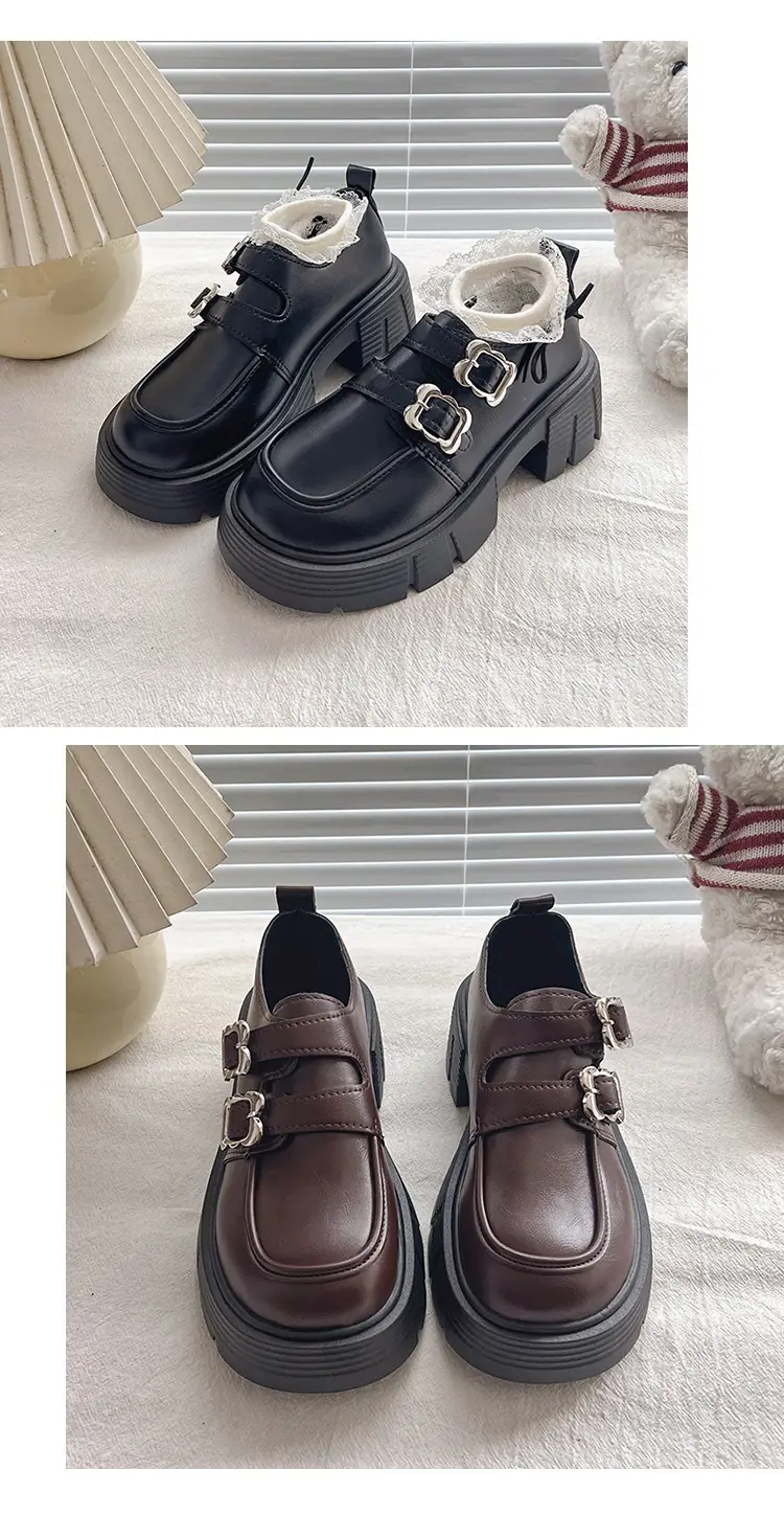 Small Leather Shoes Thick-soled British Style Women's 2025 Spring Vintage Trifle Jk Loafers College Style Mid-heel Uniform Shoes — feature 19