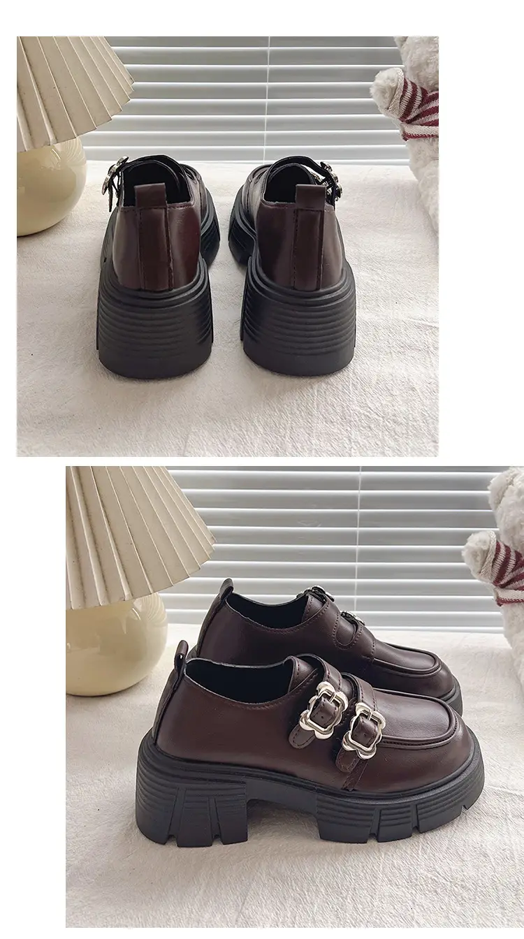 Small Leather Shoes Thick-soled British Style Women's 2025 Spring Vintage Trifle Jk Loafers College Style Mid-heel Uniform Shoes — feature 20