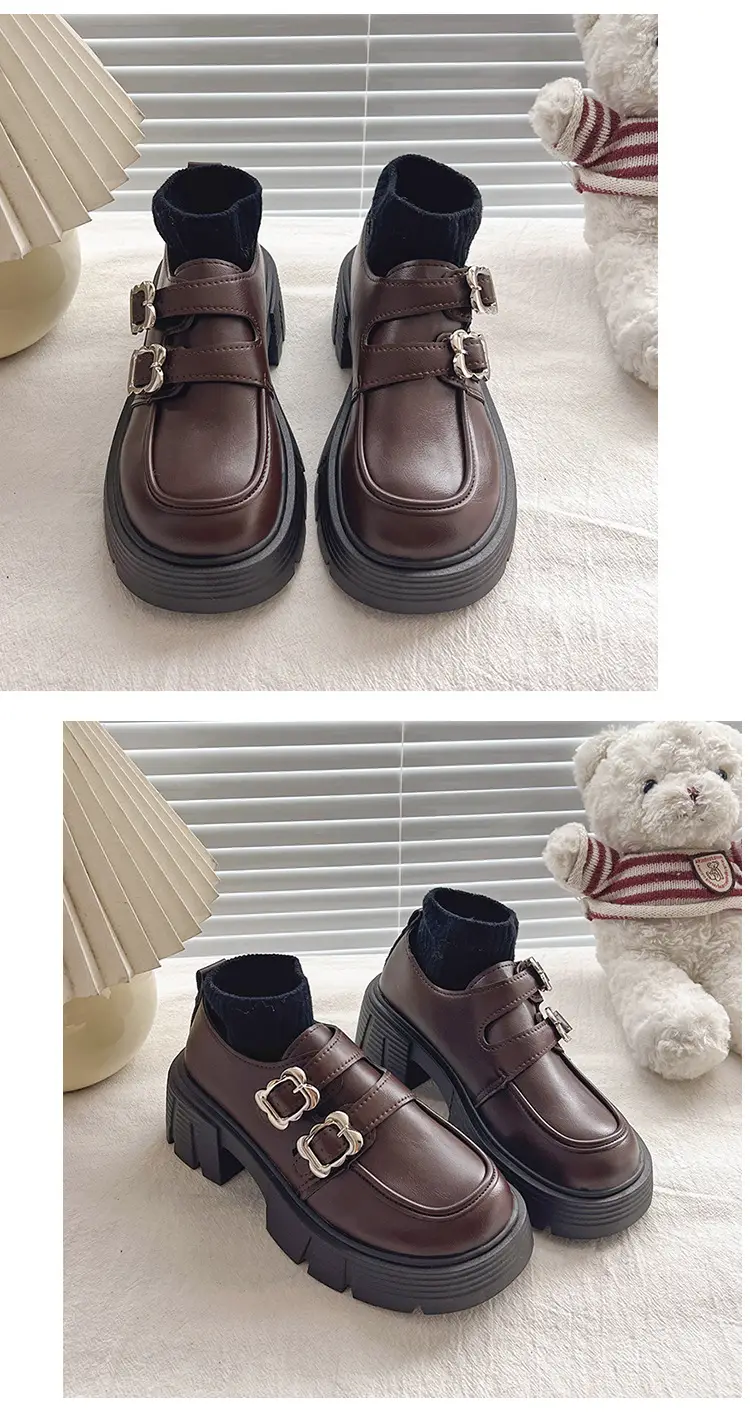 Small Leather Shoes Thick-soled British Style Women's 2025 Spring Vintage Trifle Jk Loafers College Style Mid-heel Uniform Shoes — feature 21