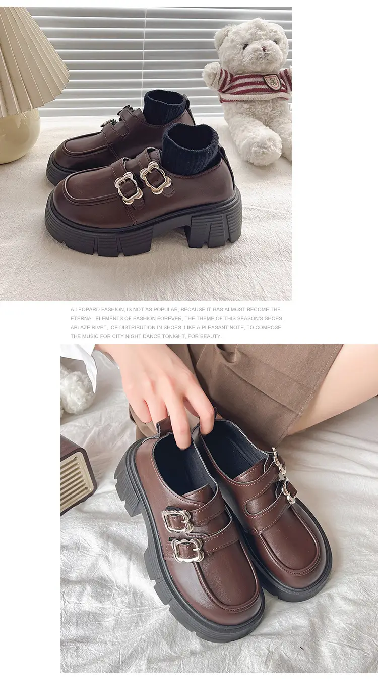 Small Leather Shoes Thick-soled British Style Women's 2025 Spring Vintage Trifle Jk Loafers College Style Mid-heel Uniform Shoes — feature 22