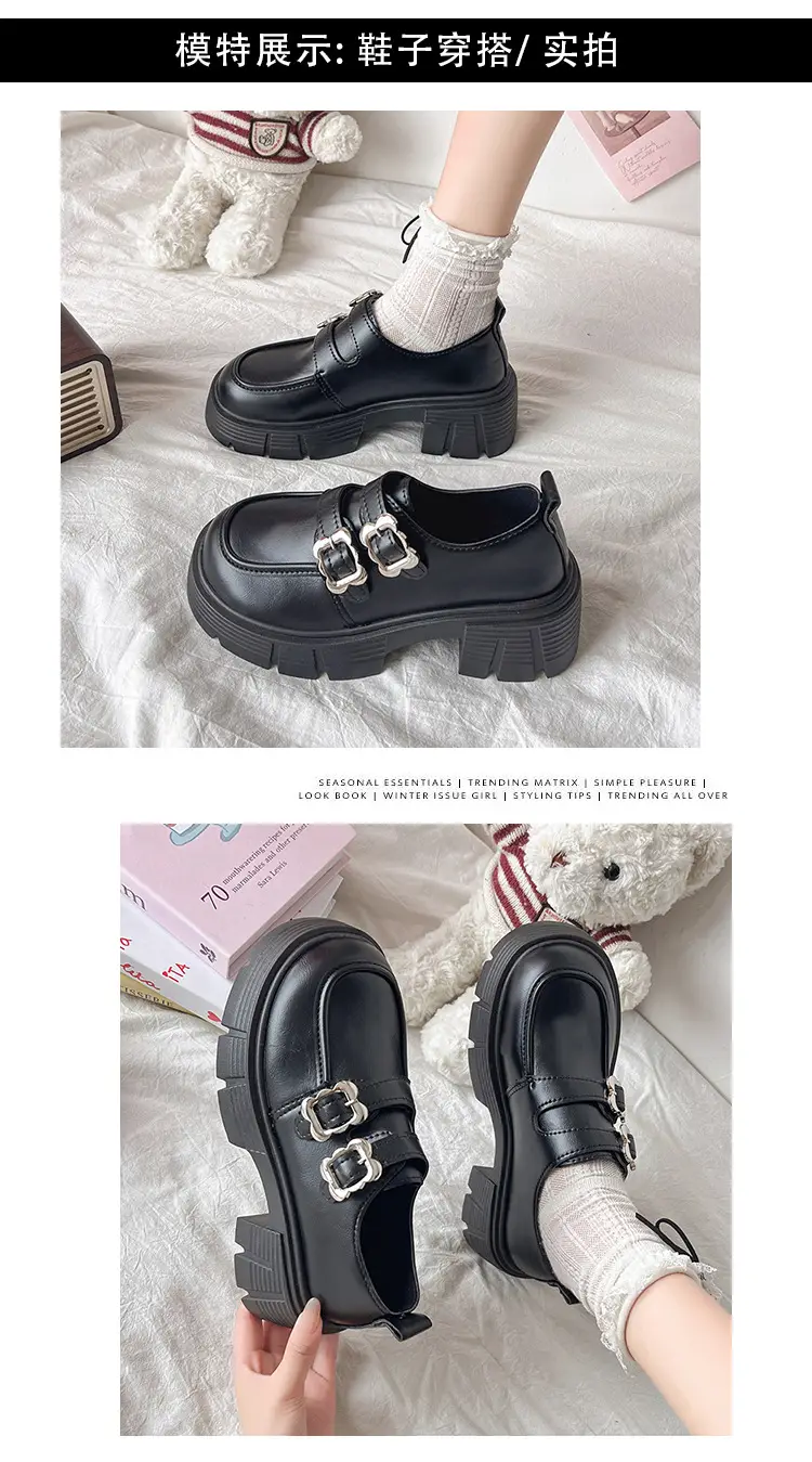Small Leather Shoes Thick-soled British Style Women's 2025 Spring Vintage Trifle Jk Loafers College Style Mid-heel Uniform Shoes — feature 7