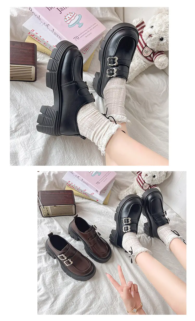 Small Leather Shoes Thick-soled British Style Women's 2025 Spring Vintage Trifle Jk Loafers College Style Mid-heel Uniform Shoes — feature 8