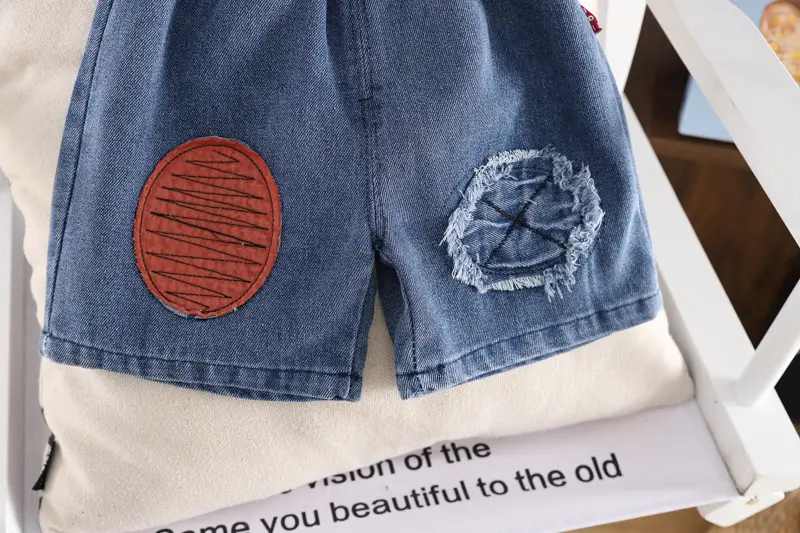 2025 Summer Boys Cotton T-Shirt & Denim Shorts Set — feature 16