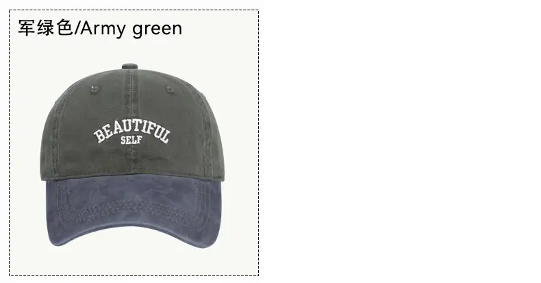 Army Green Vintage Baseball Cap with Self Embroidery — feature 10