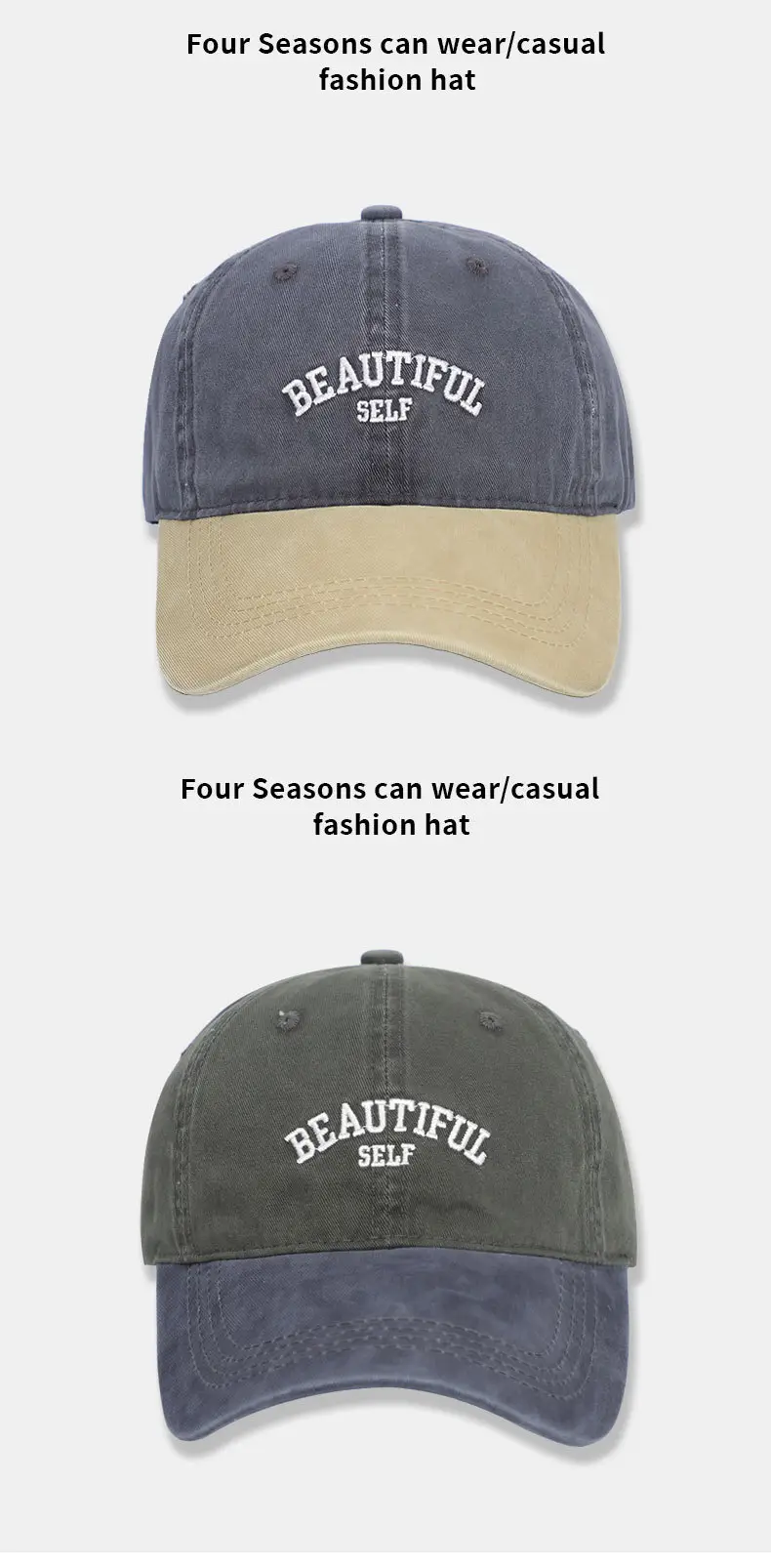 Army Green Vintage Baseball Cap with Self Embroidery — feature 12
