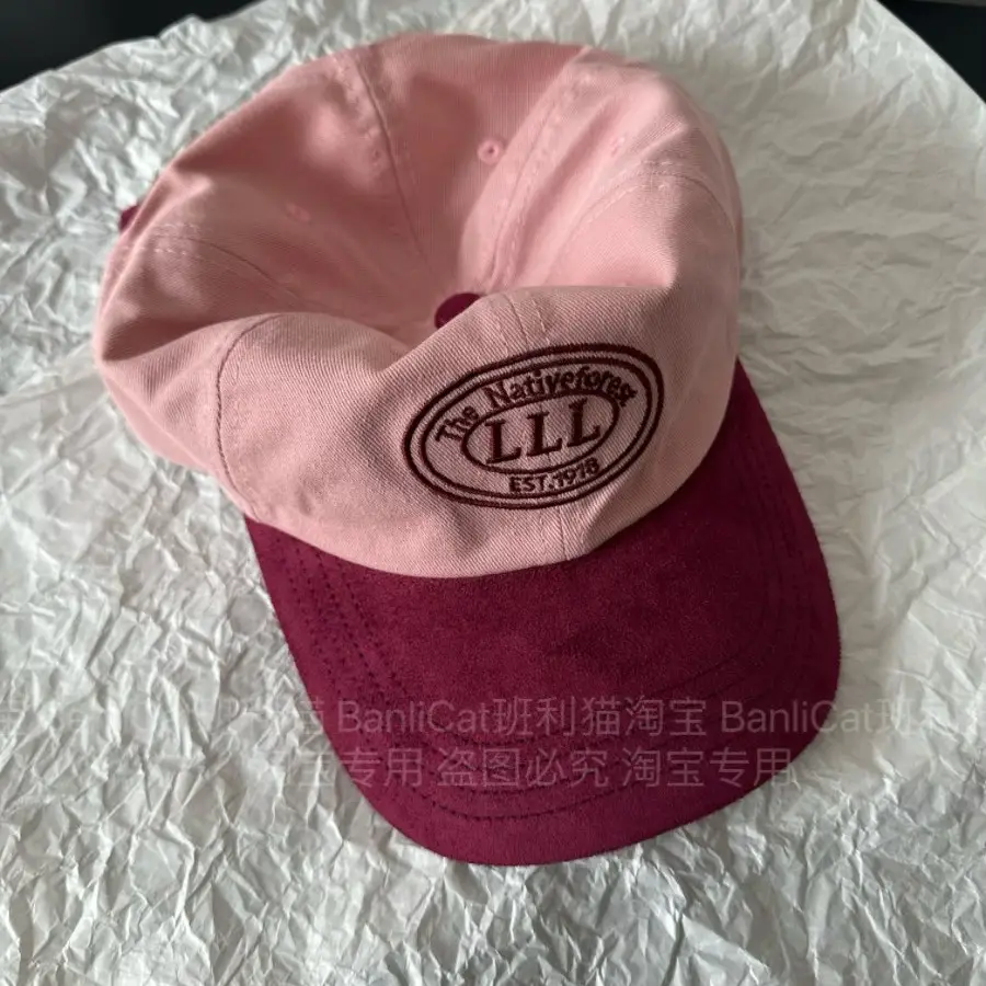 Pink Korean Style Baseball Cap for Men Women Wide Brim