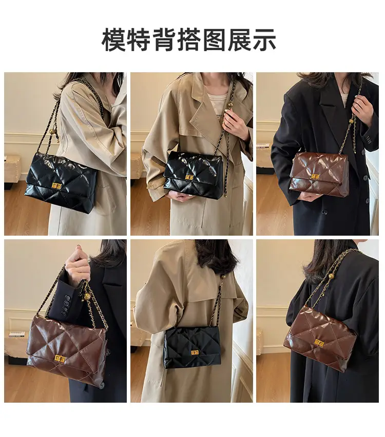 Red Leather Chain Shoulder Bag for Women — feature 3