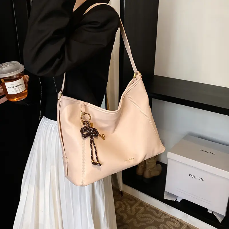 Women's White Retro Shoulder Crossbody Bag Large Capacity