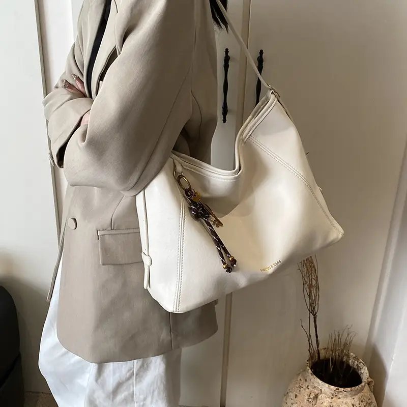 Women's White Retro Shoulder Crossbody Bag Large Capacity