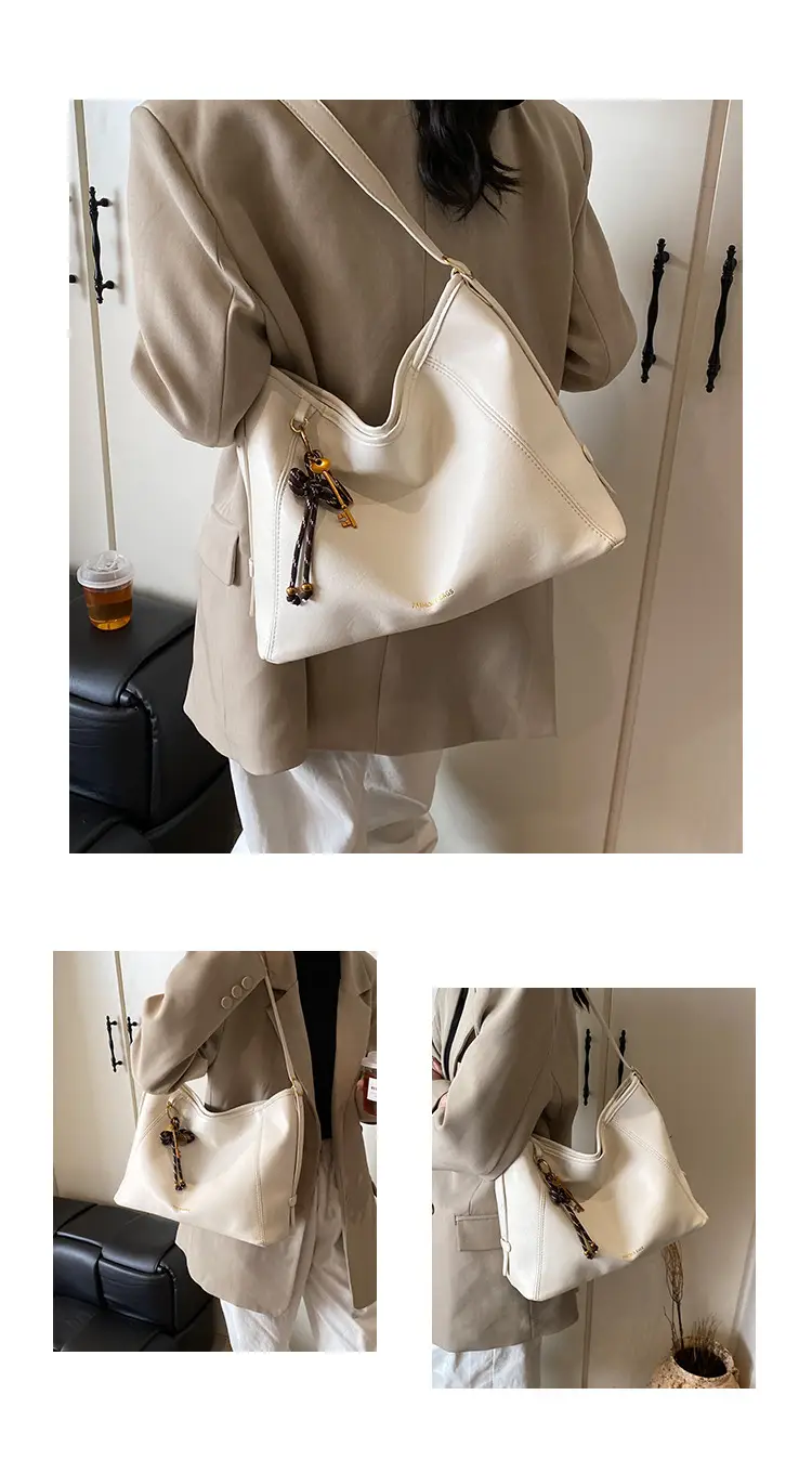 Women's White Retro Shoulder Crossbody Bag Large Capacity — feature 7