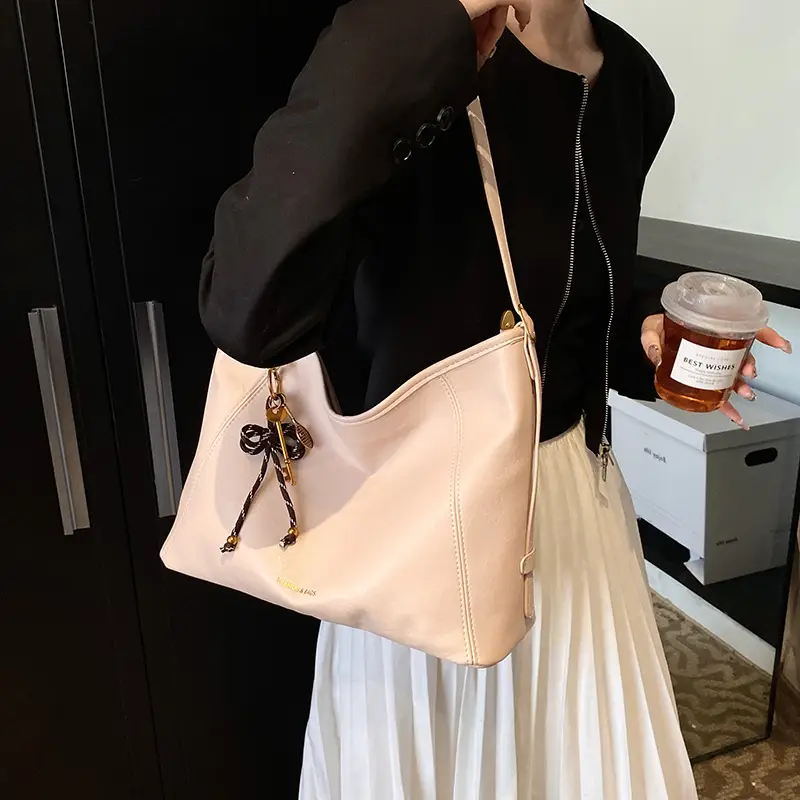 Women's White Retro Shoulder Crossbody Bag Large Capacity