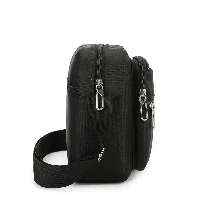 Men's Waterproof Satchel Shoulder Bag Black Multi-Layer - Image 7