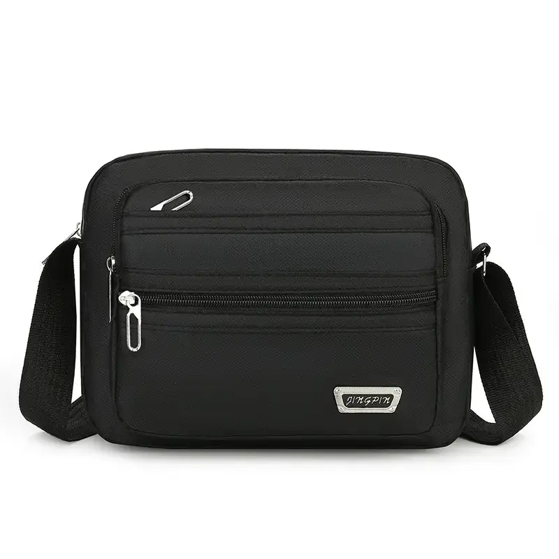 Men's Waterproof Satchel Shoulder Bag Black Multi-Layer - Image 9
