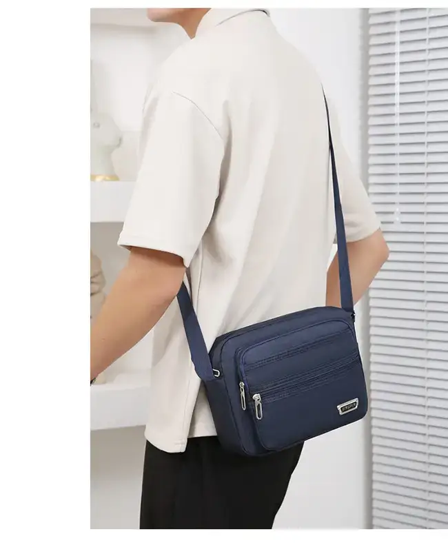 Men's Waterproof Satchel Shoulder Bag Black Multi-Layer — feature 15