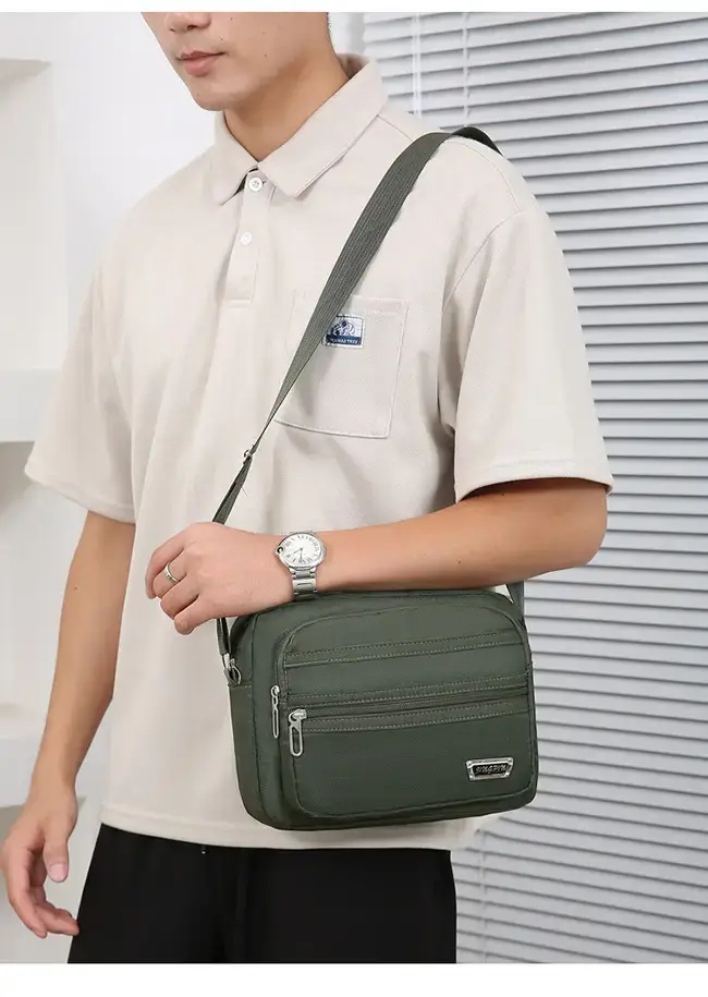 Men's Waterproof Satchel Shoulder Bag Black Multi-Layer — feature 16