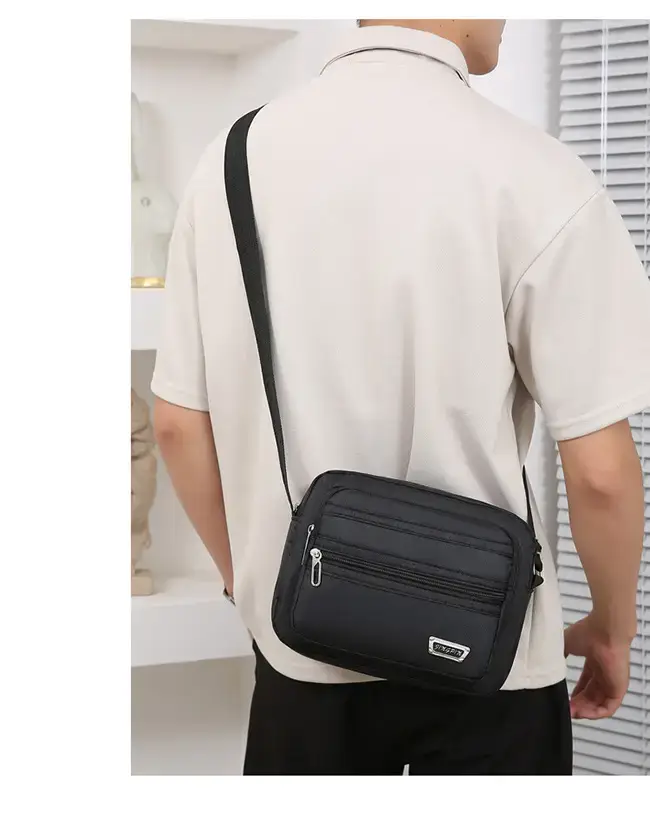 Men's Waterproof Satchel Shoulder Bag Black Multi-Layer — feature 21