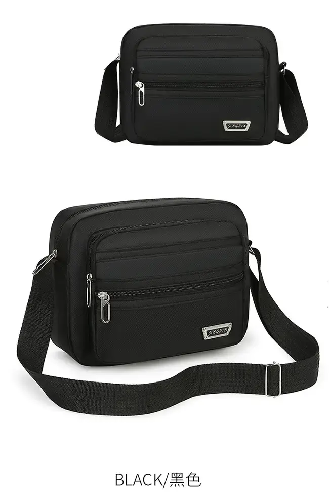 Men's Waterproof Satchel Shoulder Bag Black Multi-Layer — feature 24