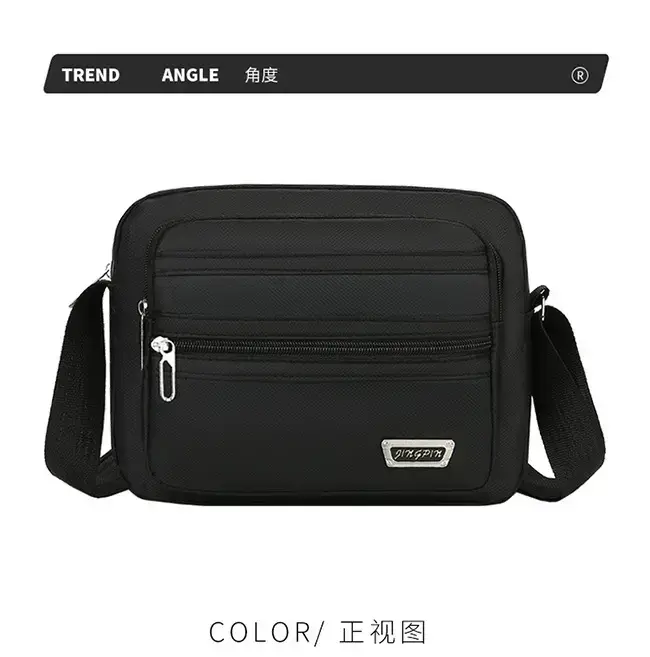 Men's Waterproof Satchel Shoulder Bag Black Multi-Layer — feature 26