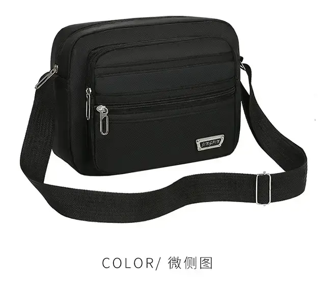 Men's Waterproof Satchel Shoulder Bag Black Multi-Layer — feature 27