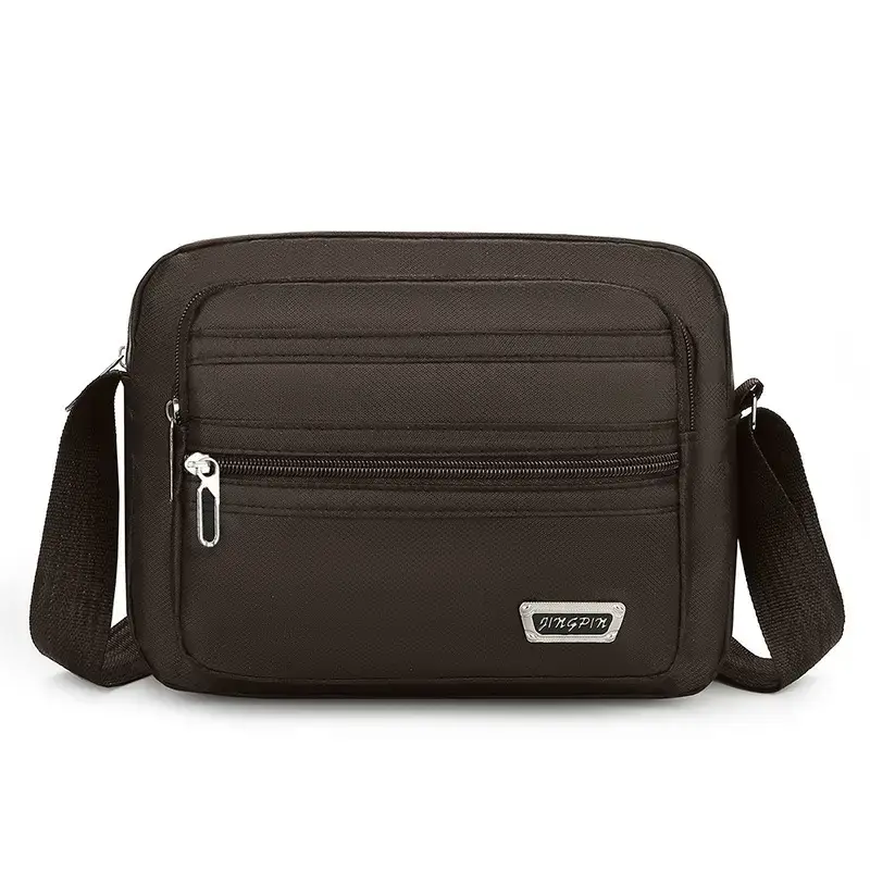Men's Waterproof Satchel Shoulder Bag Black Multi-Layer - Image 3